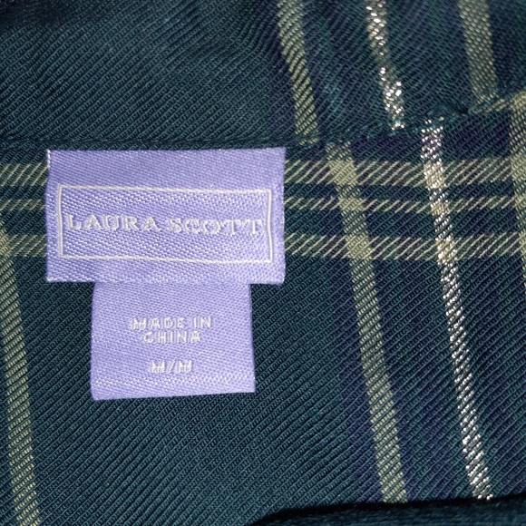 Laura Scott women's button down shirt forest green with gold size medium - Picture 6 of 8